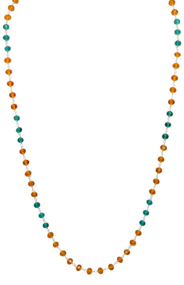 Gehna Jaipur 24″ Inches Yellow & Green Color Zirconia Faceted Beads Rosary Chain For Girls & Women CC-1112