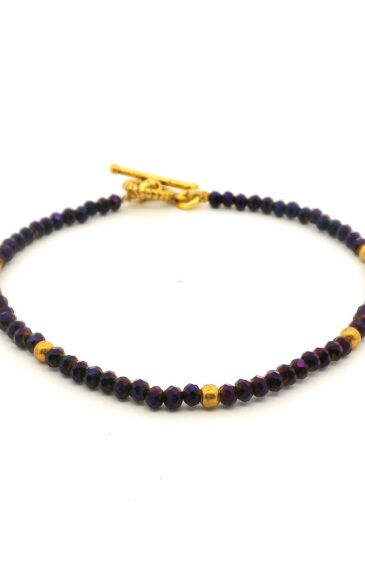 Gehna Jaipur Blue Rainbow Zircon & Vermeil Spacer Beads Bracelet  For Girls & Women CB-1113