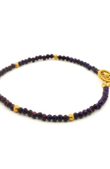Gehna Jaipur Blue Rainbow Zircon & Vermeil Spacer Beads Bracelet  For Girls & Women CB-1113