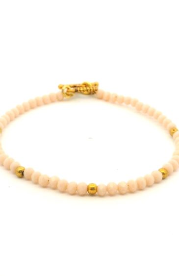 Gehna Jaipur Pink Opal Zircon & Vermeil Spacer Beads Bracelet  For Girls & Women CB-1114