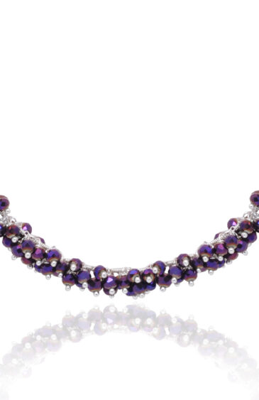 Gehna Jaipur 25″ Inches Purple Color Pyrite Stone Zirconia Faceted Beads Rosary Chain For Girls & Women CC-1115