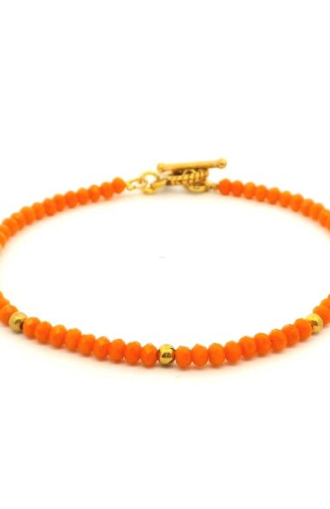 Gehna Jaipur Orange Zircon & Vermeil Spacer Beads Bracelet  For Girls & Women CB-1116