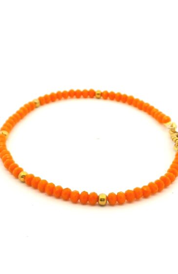 Gehna Jaipur Orange Zircon & Vermeil Spacer Beads Bracelet  For Girls & Women CB-1116