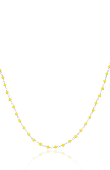 Gehna Jaipur Yellow Jasper Color Zirconia Faceted Beads Rosary Chain (Yellow) For Girls & Women CC-1123