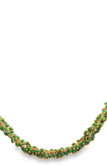 Gehna Jaipur Emerald Green Color Zirconia Bead Necklace Set Yellow Gold For Girls & Women CC-1125