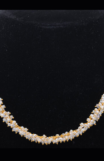 Gehna Jaipur White Rainbow Color Zirconia Bead Necklace In Yellow Gold Polish For Girls & Women CC-1127