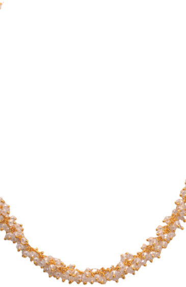 Gehna Jaipur White Rainbow Color Zirconia Bead Necklace In Yellow Gold Polish For Girls & Women CC-1127