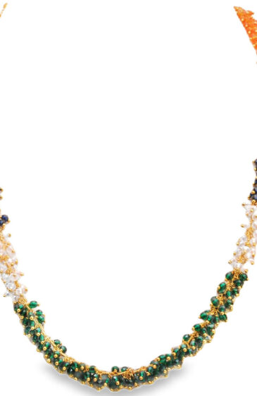 Gehna Jaipur Multicolor Zirconia Bead Necklace Set Gold Rhodium Plating For Girls & Women CC-1131