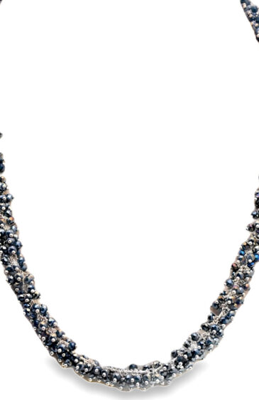 Gehna Jaipur Black Rainbow Color Zirconia Bead Necklace Set Silver Rhodium Plating For Girls & Women CC-1134