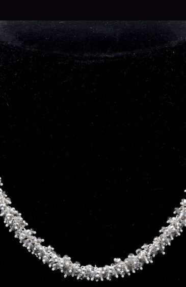Gehna Jaipur Rutile Quartz Color Zirconia Bead Necklace Set Silver Rhodium Plating For Girls & Women CC-1135