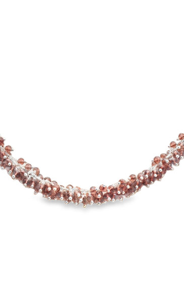 Gehna Jaipur Pink Tourmaline Color Zirconia Bead Necklace Set Silver Rhodium Plating For Girls & Women CC-1136