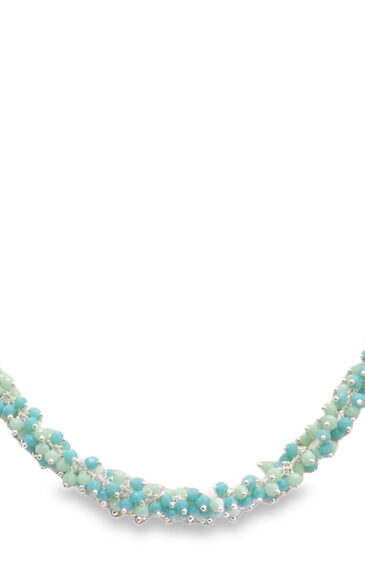 Gehna Jaipur Multicolor Chalcedony Zirconia Bead Necklace Set Silver Rhodium Plating For Girls & Women CC-1142