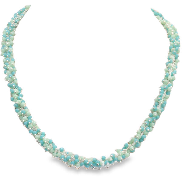 Gehna Jaipur Multicolor Chalcedony Zirconia Bead Necklace Set Silver Rhodium Plating For Girls & Women CC-1142