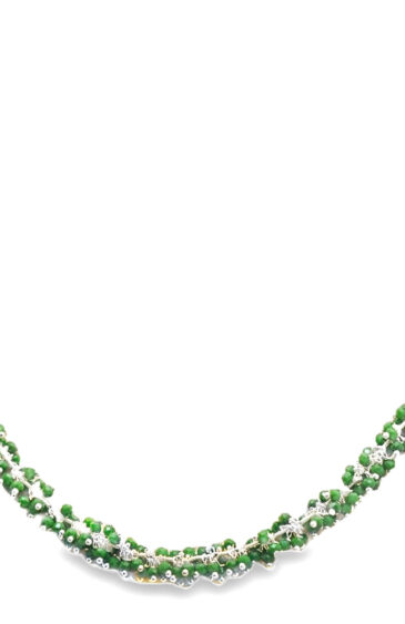 Gehna Jaipur Emerald Green Color Zirconia Bead Necklace Set Silver Rhodium Plating For Girls & Women CC-1144