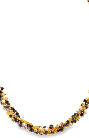 Gehna Jaipur Pearl & Multicolor Zirconia Color Zirconia Bead Necklace In Yellow Gold For Girls & Women CC-1157