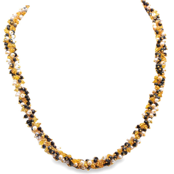 Gehna Jaipur Pearl & Multicolor Zirconia Color Zirconia Bead Necklace In Yellow Gold For Girls & Women CC-1157