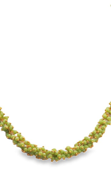 Gehna Jaipur Green Chalcedony Color Zirconia Bead Necklace In Yellow Gold For Girls & Women CC-1166