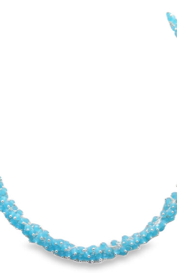 Gehna Jaipur Blue Chalcedony Color Zirconia Bead Necklace Silver Rhodium Plating For Girls & Women CC-1167