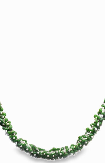 Gehna Jaipur Emerald Color Zirconia Bead Necklace Silver Rhodium Plating For Girls & Women CC-1168