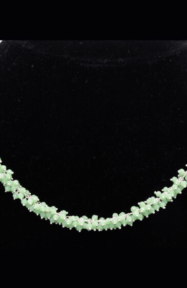 Gehna Jaipur Green Chalcedony Color Zirconia Bead Necklace Silver Rhodium Plating For Girls & Women CC-1175