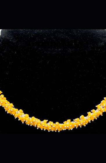 Gehna Jaipur Yellow Chalcedony Color Zirconia Bead Necklace Silver Rhodium Plating For Girls & Women CC-1176