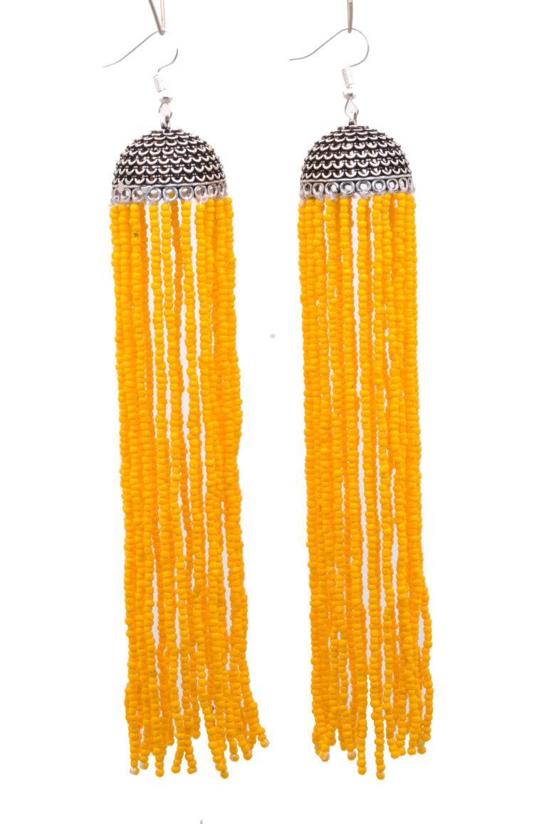Gehna Jaipur Yellow Color Beads Long Jhumka Earrings  For Girls & Women GE03-1263