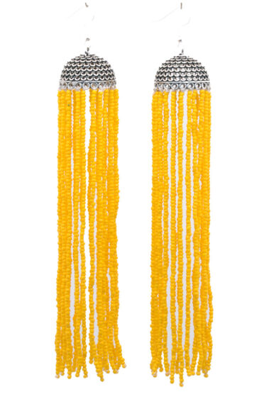 Gehna Jaipur Yellow Color Beads Long Jhumka Earrings  For Girls & Women GE03-1263