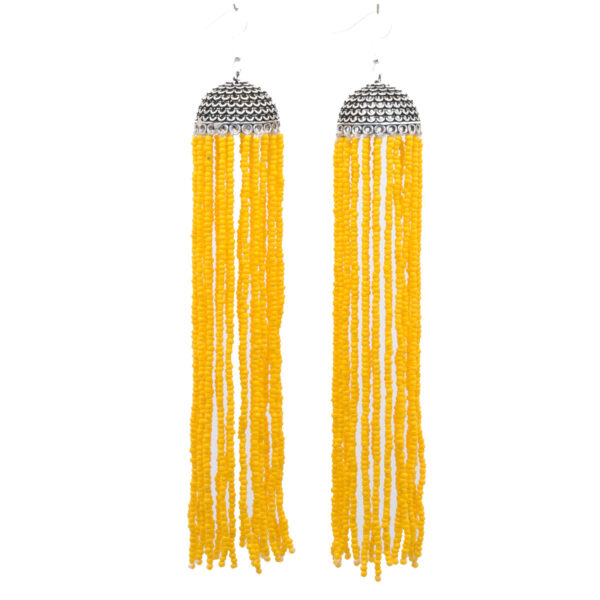 Gehna Jaipur Yellow Color Beads Long Jhumka Earrings  For Girls & Women GE03-1263