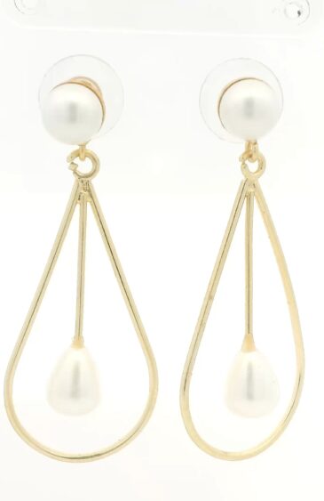 Gehna Jaipur Elegant Pearl-Studded Vermeil Earrings For Girls & Women For Girls & Women FE-1389