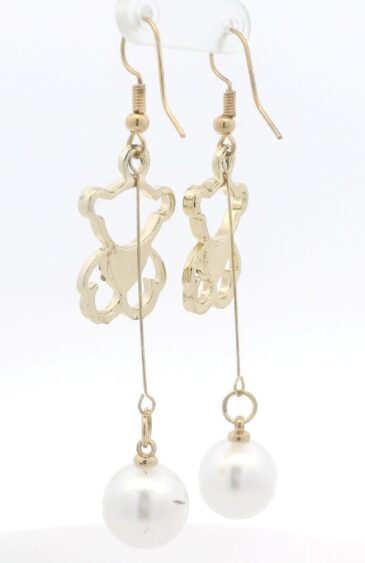 Gehna Jaipur Pretty Teddy Bear-Shaped Vermeil Earrings With Pearls & Cubic Zirconia For Girls & Women FE-1394