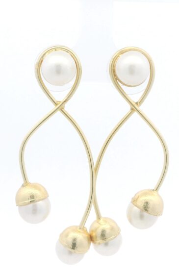 Gehna Jaipur Elegant Freshwater Pearl-Studded Vermeil Earrings For Girls & Women For Girls & Women FE-1395