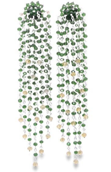 Gehna Jaipur Tourmaline & Lemon Topaz Zircon Beads Dangle Style Earrings For Girls & Women CE-1178
