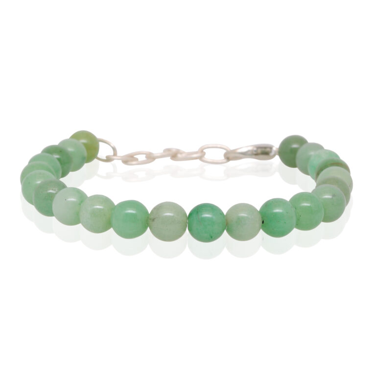 Gehna Jaipur Natural Green Jade Genuine Gemstone Round Balls Beaded Bracelet For Girls & Women BS-1111