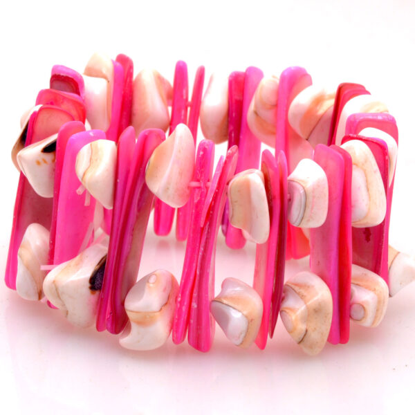 Gehna Jaipur White & Pink Color Handcrafted Sea Shell Pearl Bracelet/Adjustable Wrist Band  For Girls & Women BS-1125