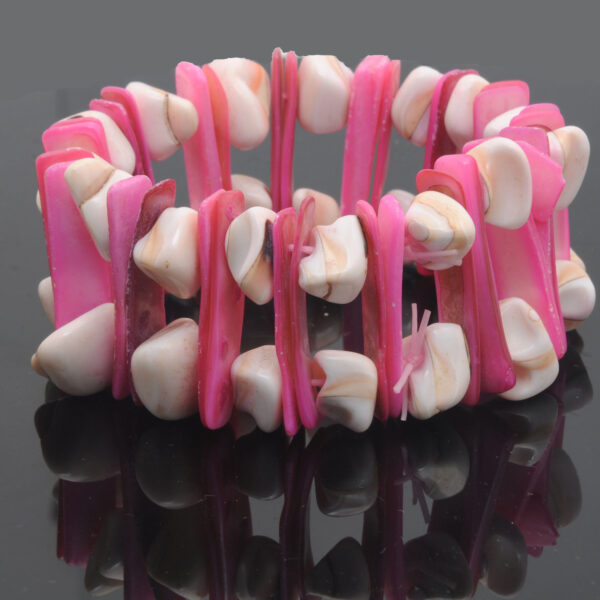 Gehna Jaipur White & Pink Color Handcrafted Sea Shell Pearl Bracelet/Adjustable Wrist Band  For Girls & Women BS-1125