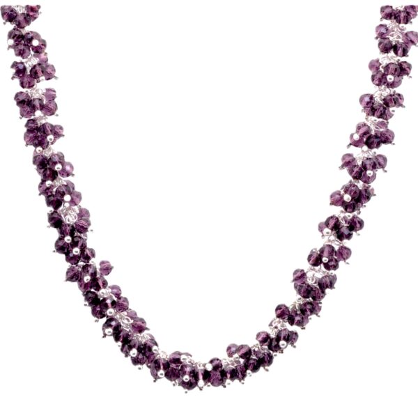 Gehna Jaipur Amethyst Color Zirconia Bead Necklace Silver Rhodium Plating For Girls & Women CC-1179