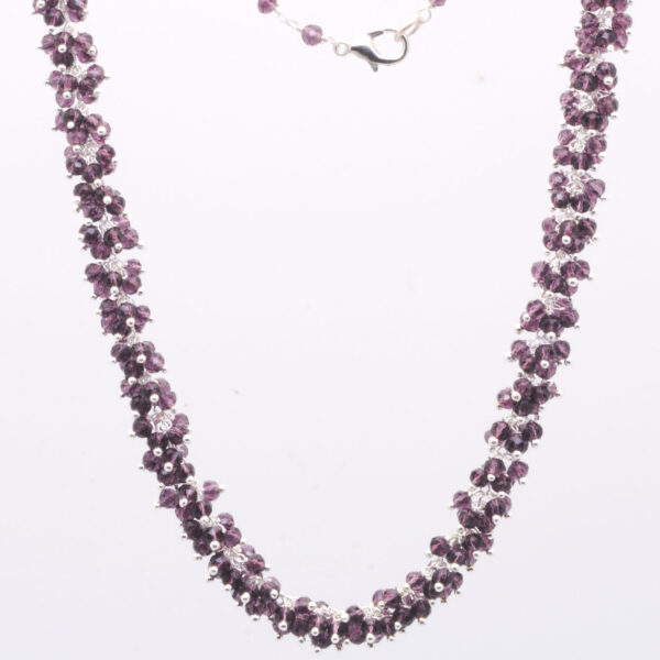 Gehna Jaipur Amethyst Color Zirconia Bead Necklace Silver Rhodium Plating For Girls & Women CC-1179