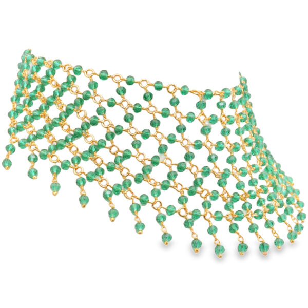 Gehna Jaipur Emerald Green Color Zirconia Beads Necklace Gold Rhodium Plating For Girls & Women CC-1201