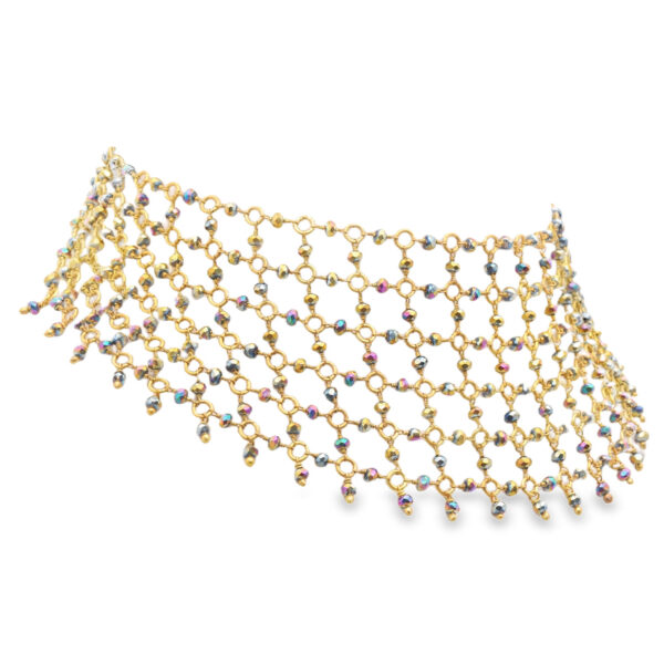 Gehna Jaipur Lapis Lazuli & Golden Pyrite Drops Zirconia Beads Necklace For Girls & Women CC-1205
