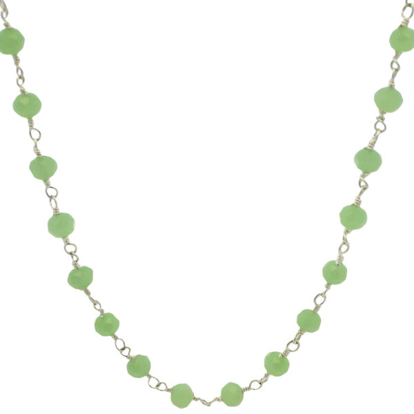 Gehna Jaipur Green Chalcedony Color Zirconia Beads Necklace Silver Rhodium Plating For Girls & Women CC-1207