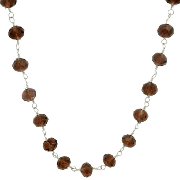 Gehna Jaipur Wine Quartz Color Zirconia Beads Rosary Chain Silver Rhodium Plating For Girls & Women CC-1213