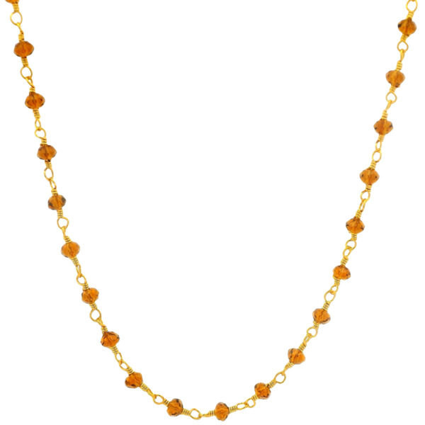 Gehna Jaipur Citrine Color Zirconia Beads Rosary Chain Yellow Gold Rhodium Plating For Girls & Women CC-1214