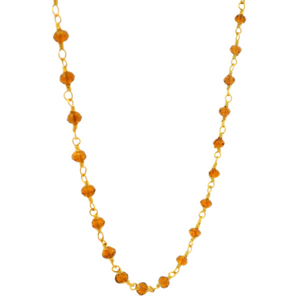 Gehna Jaipur Citrine Color Zirconia Beads Rosary Chain Yellow Gold Rhodium Plating For Girls & Women CC-1214