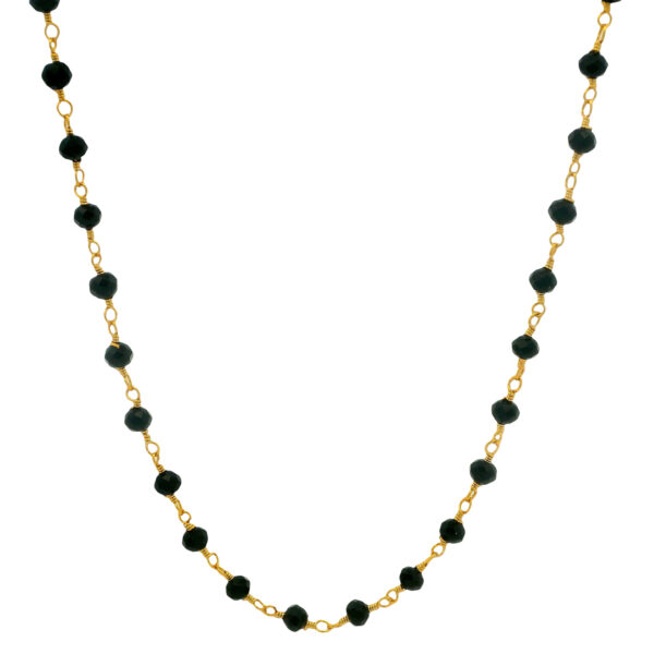 Gehna Jaipur Black Spinel Color Cubic Zirconia Beads Necklace (Gold Plated) For Girls & Women CC-1218