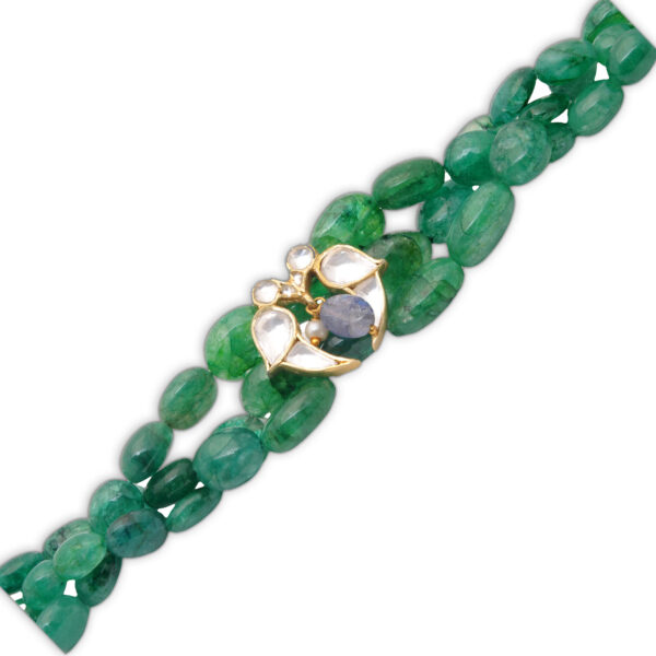 Gehna Jaipur Bracelet Of Tanzanite & Emerald Beads With 925 Silver Love Birds Motif For Girls & Women BS-1114