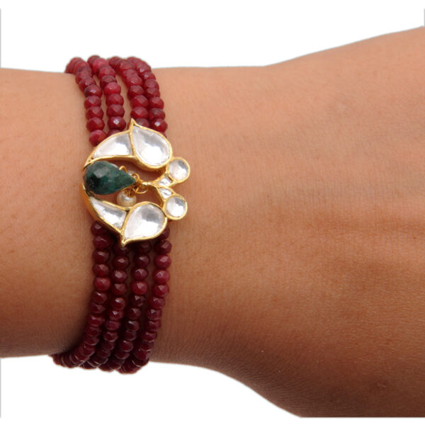 Gehna Jaipur Natural Ruby With Beautiful Parrot Shape Motif Bracelet For Girls & Women BS-1115