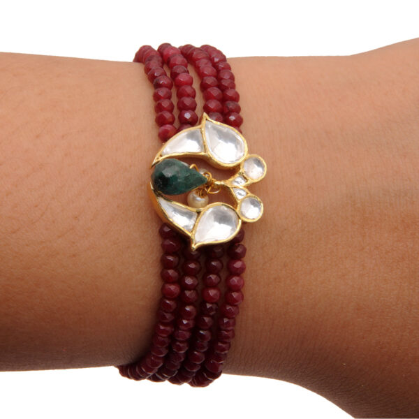 Gehna Jaipur Natural Ruby With Beautiful Parrot Shape Motif Bracelet For Girls & Women BS-1115