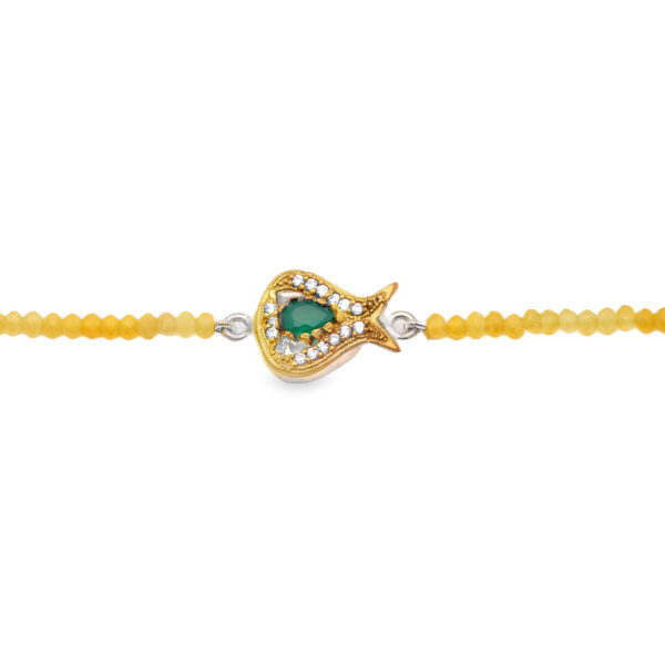 Gehna Jaipur Bracelet Of Yellow Sapphire Beads With 925 Silver Fish Shape Motif For Girls & Women BS-1117