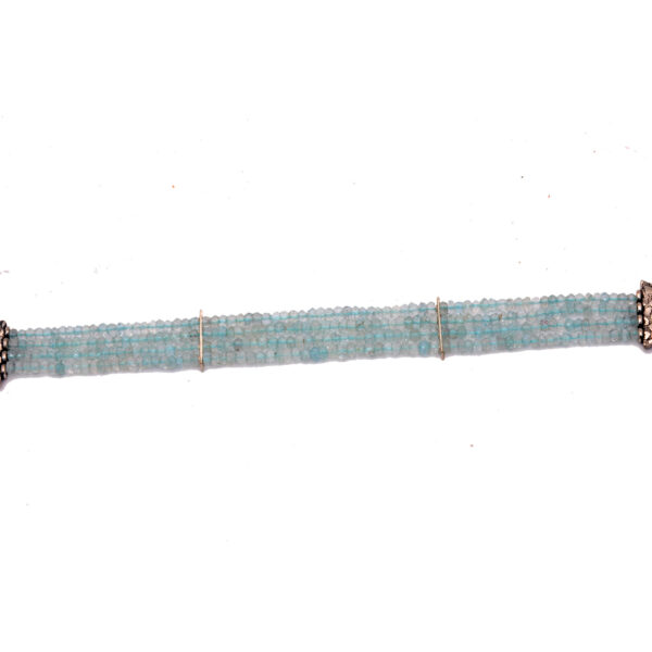 Gehna Jaipur 4 Rows Aquamarine Gemstone Round Shape Faceted Bead Bracelet For Girls & Women BS-1118
