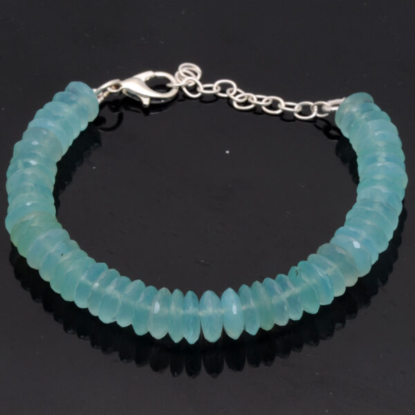 Gehna Jaipur Bracelet Of German Cutting Aquamarine Gemstone Faceted Beads  For Girls & Women BS-1119